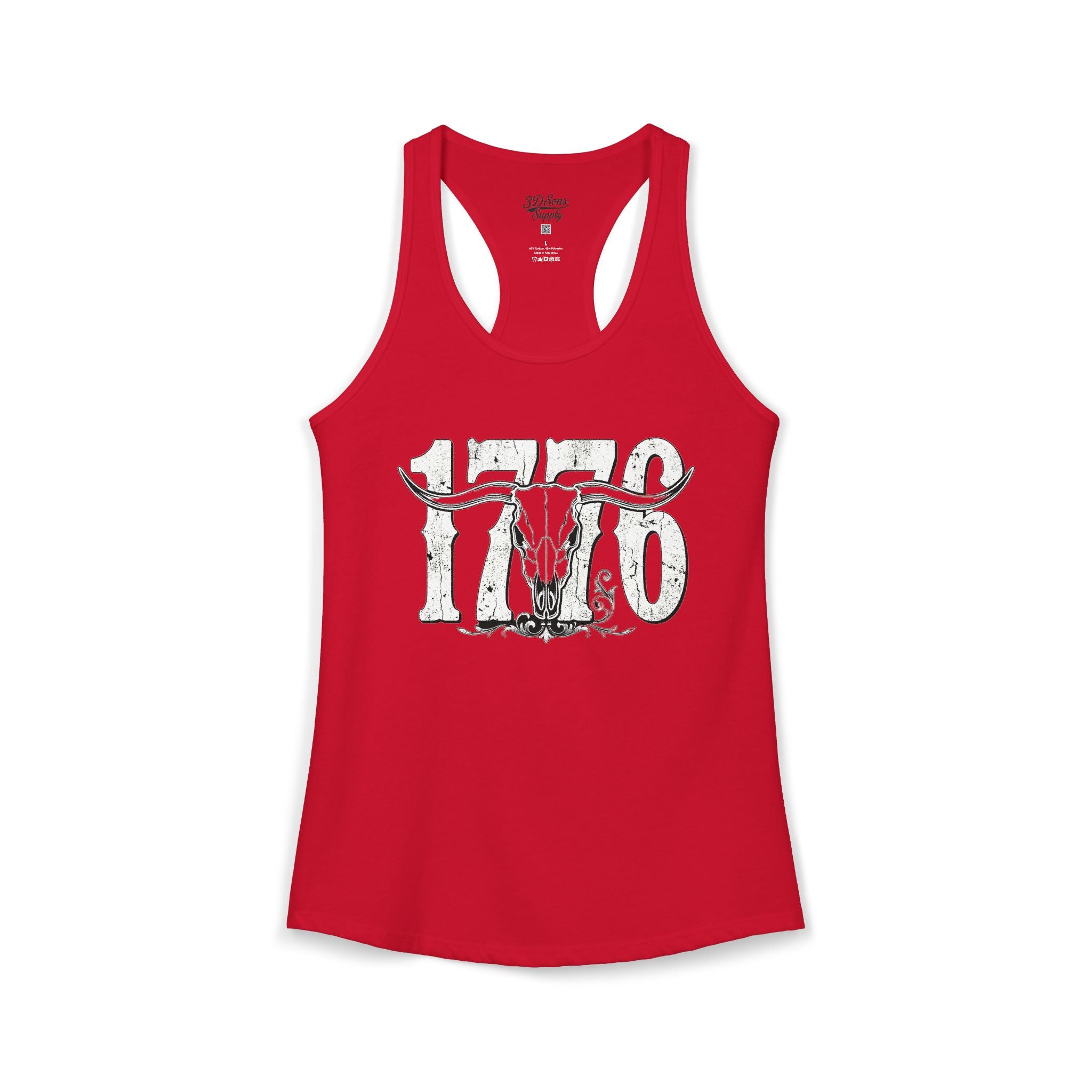1776 Longhorn Skull Women's Racerback Tank