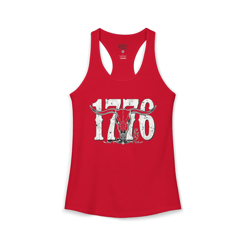 1776 Longhorn Skull Women's Racerback Tank