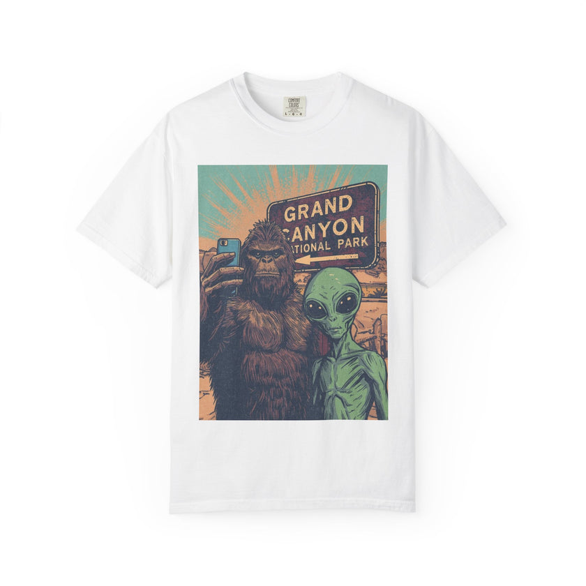 Bigfoot & Alien Grand Canyon T-Shirt — Funny National Park Tee