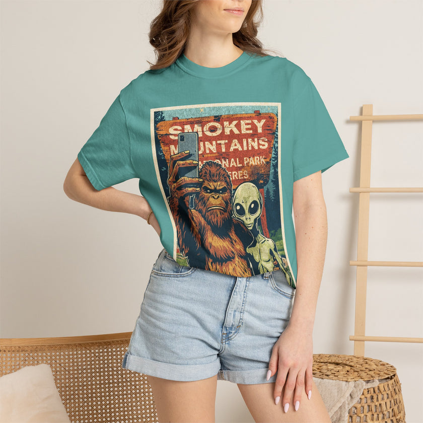 Smoky Mountains Alien & Bigfoot T-shirt — National Park Adventure Tee