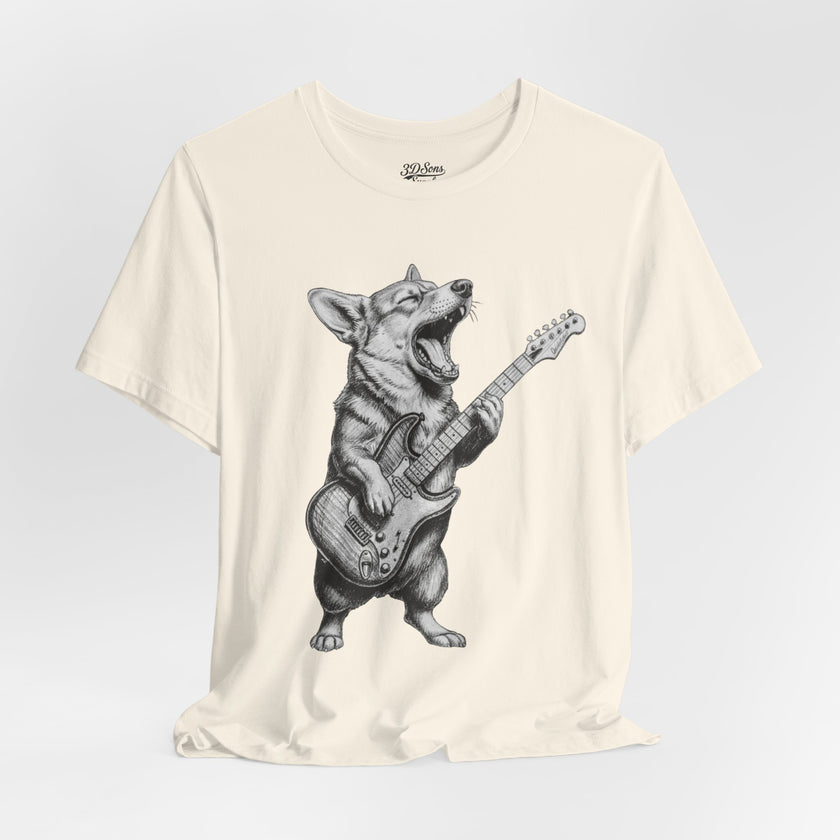 Corgi Rockstar T‑Shirt — Guitar Playing Dog Graphic Tee