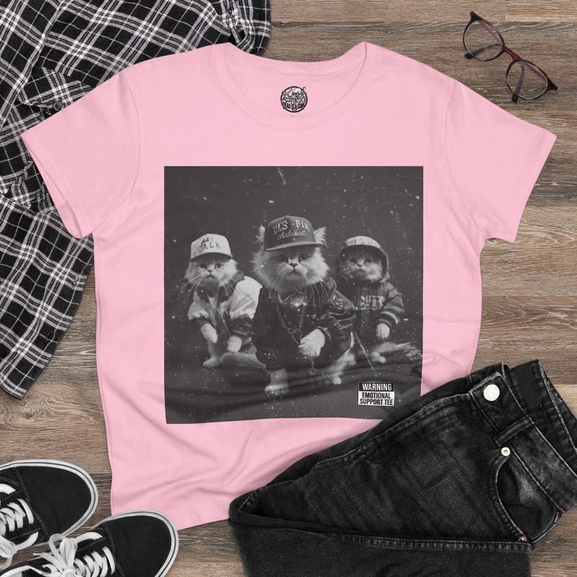 Women's 90s Kitten Hip Hop Album Cover Tee | Kittens as Rappers Shirt – 3D Sons Supply Co