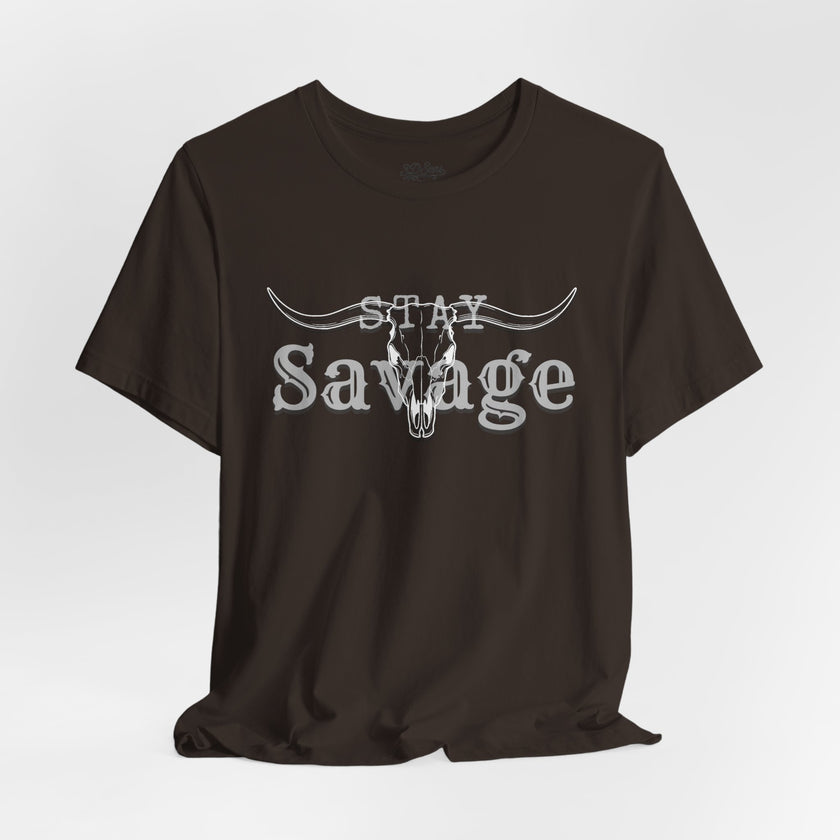 Stay Savage Longhorn Tee - Vintage Texas Skull T-Shirt