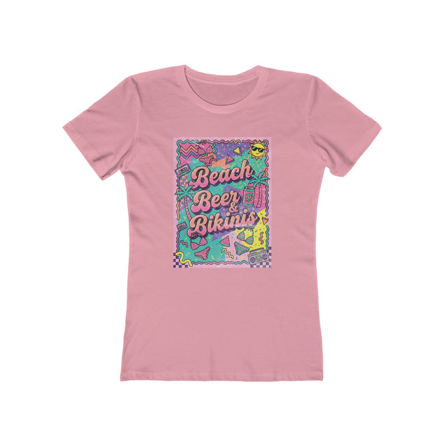 Beach, Beer & Bikinis Boyfriend Tee — Women's Retro Summer Graphic T-Shirt