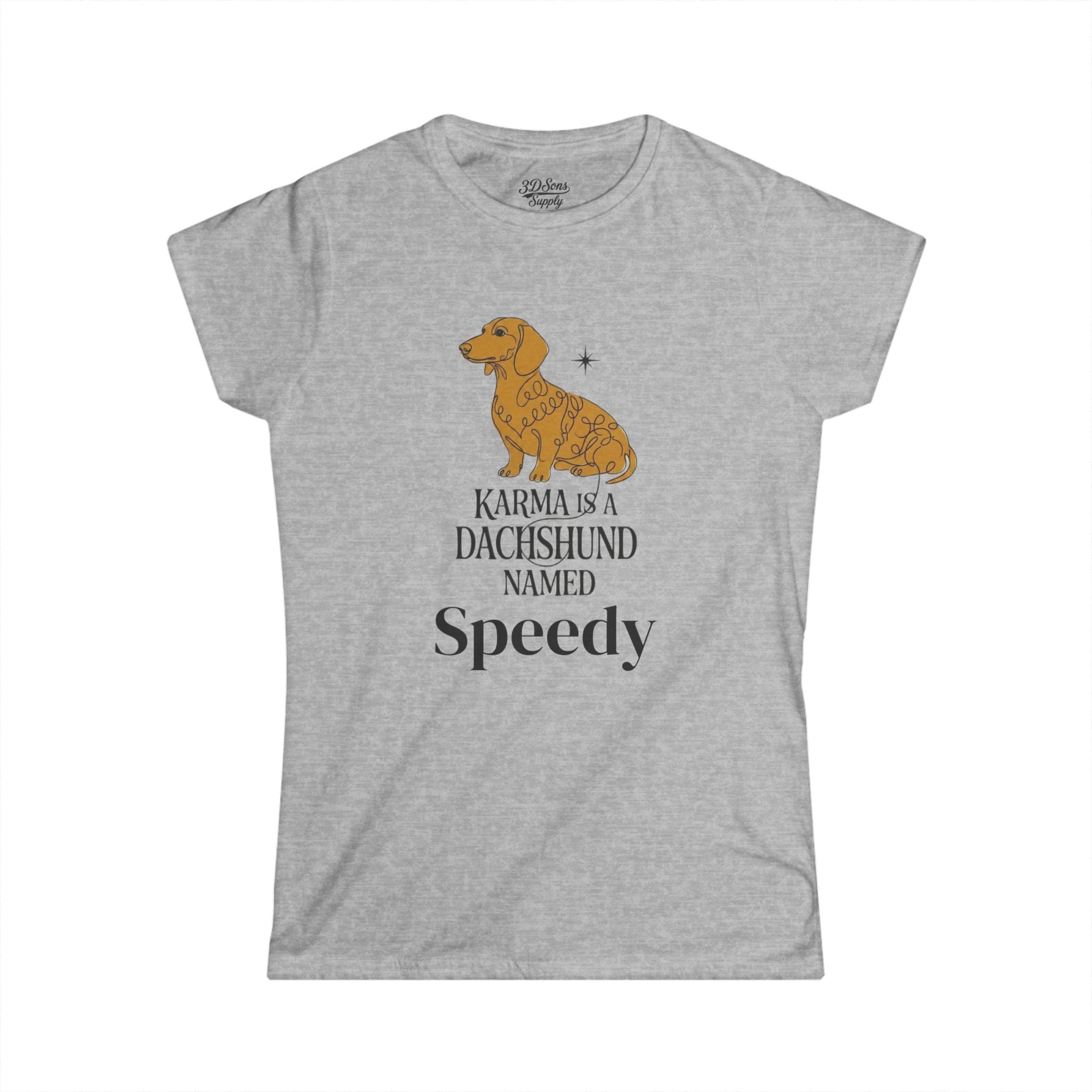 Karma Is a Dachshund Mid Century Tee | Personalized Name