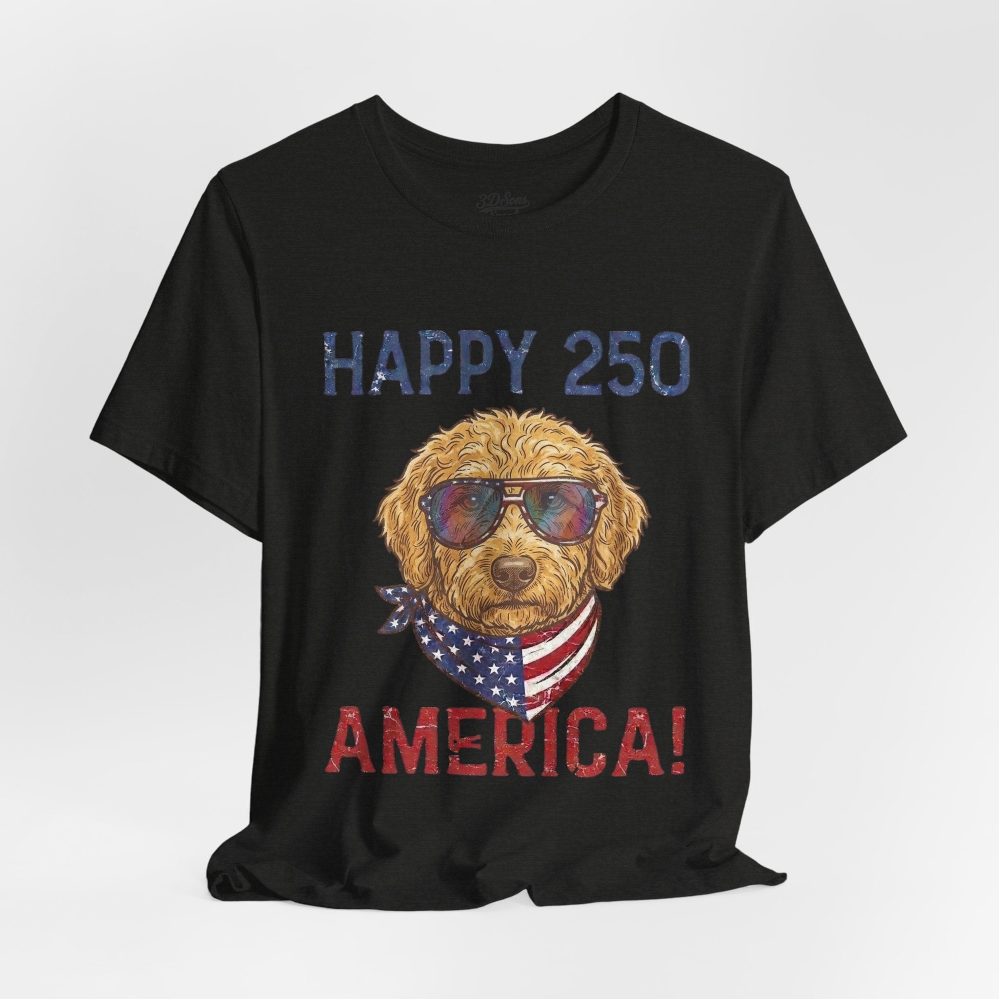 Happy 250 America! Patriotic Goldendoodle Tee