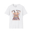 Buff Abraham Lincoln and George Washington Jumping Out of Birthday Cake T-Shirt | 4th of July Patriotic