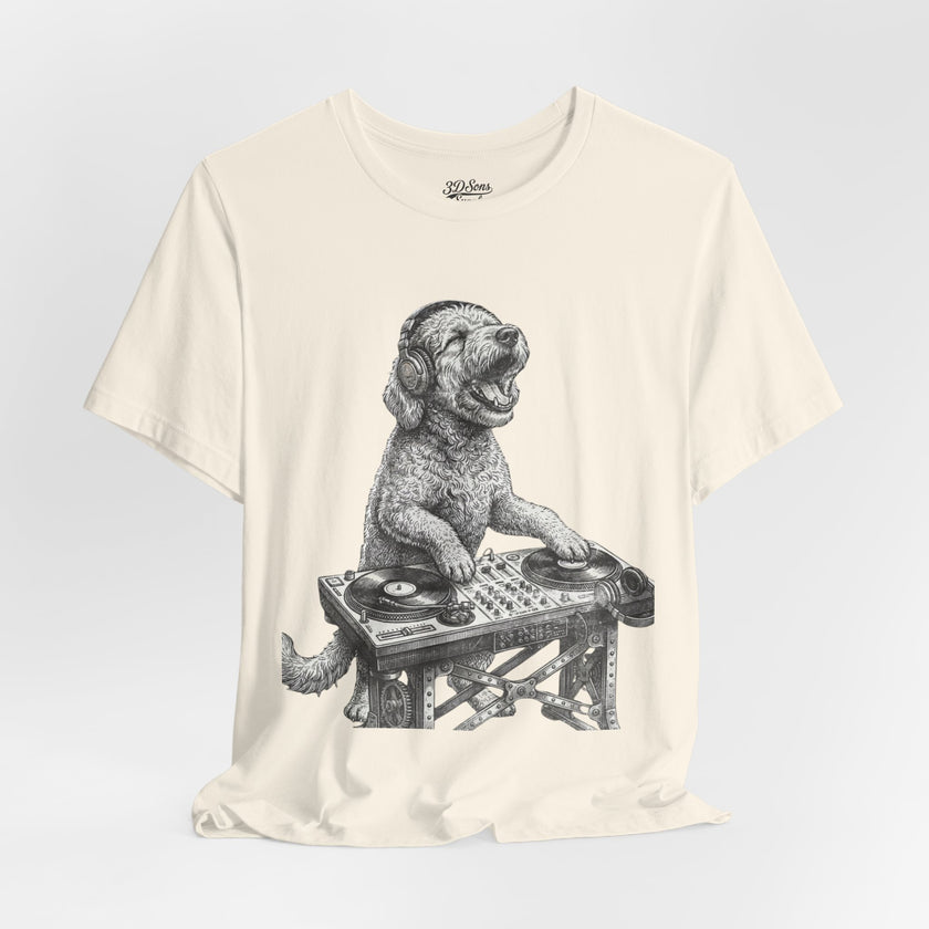 DJ Doodle T‑Shirt — Vintage Turntable Puppy Graphic Tee