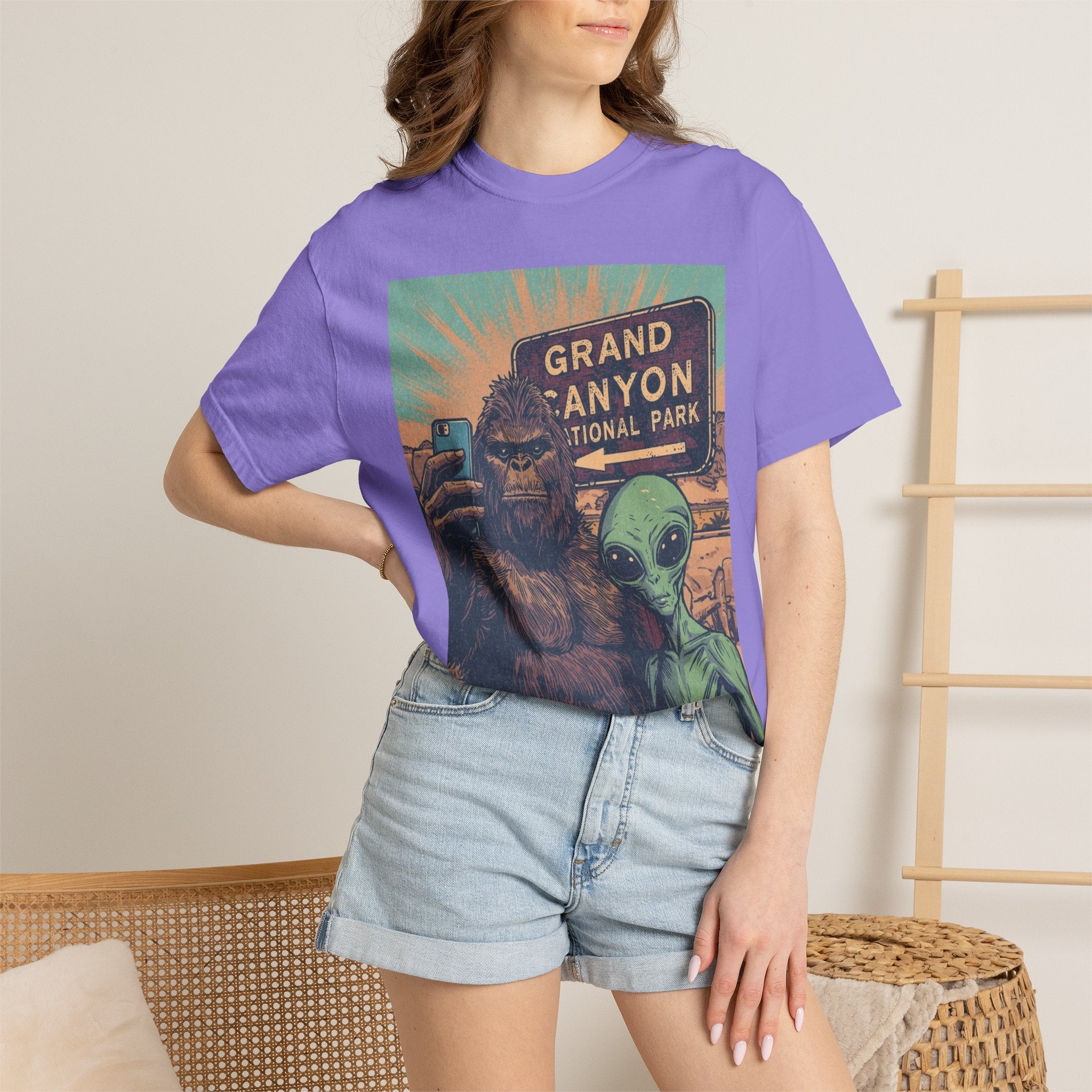 Bigfoot & Alien Grand Canyon T-Shirt — Funny National Park Tee