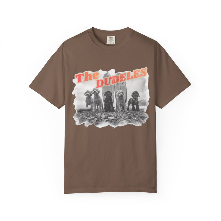 The Dudeles Dog Surfer T-Shirt | Doodle Breed Surfing Design