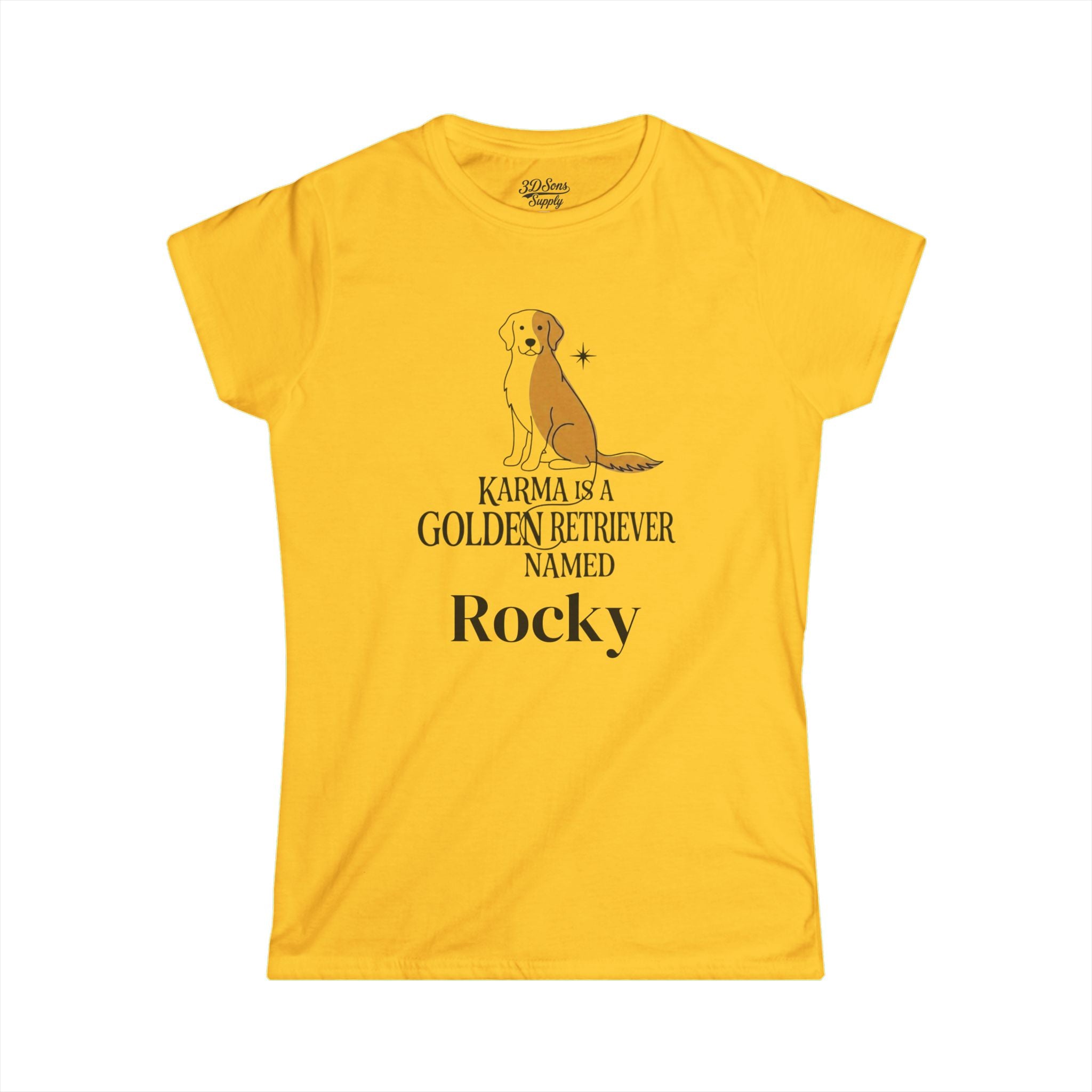 Personalize Karma Golden Retriever Name Tee | Mid Century Dog Shirt