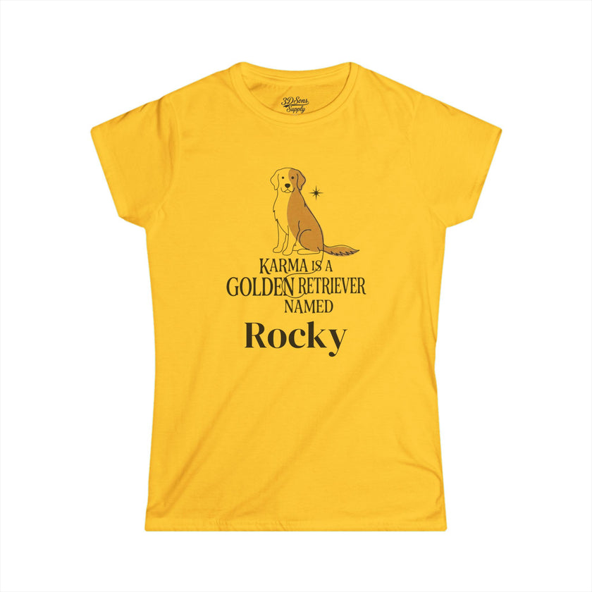 Personalize Karma Golden Retriever Name Tee | Mid Century Dog Shirt
