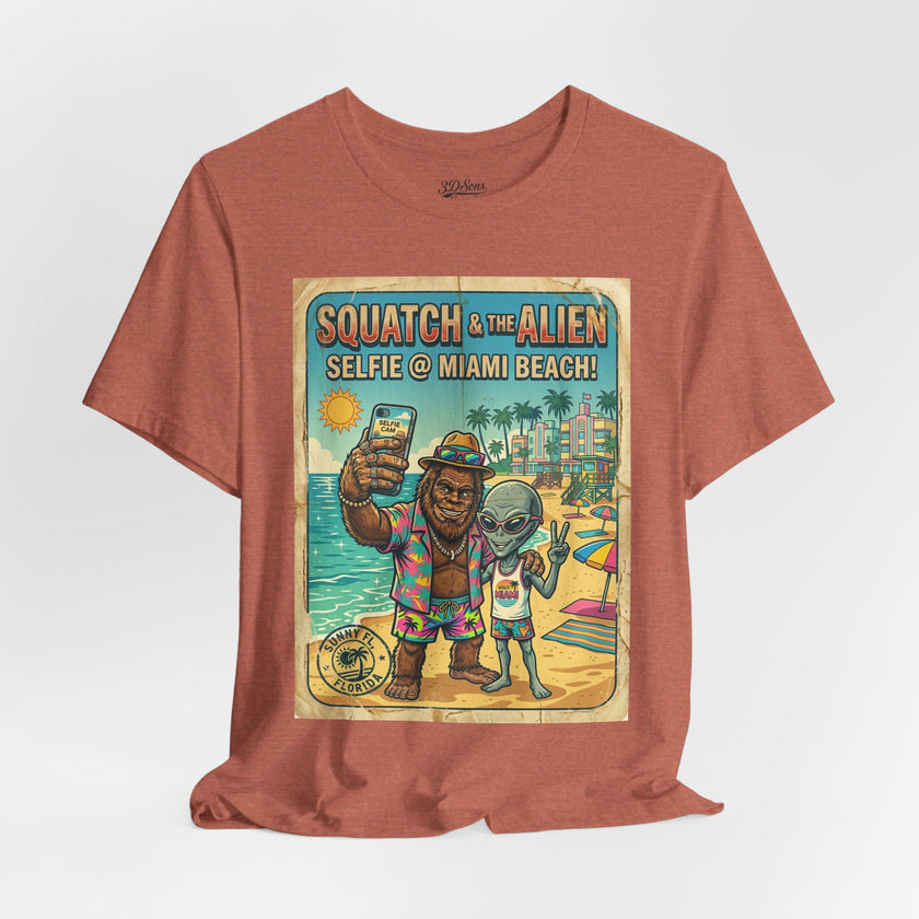 Squatch & The Alien Selfie Miami, Bigfoot Alien Poster Shirt