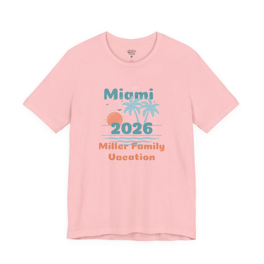 Personalized Family Beach T-Shirt — Custom Family Name, Location, Year with Beach Design