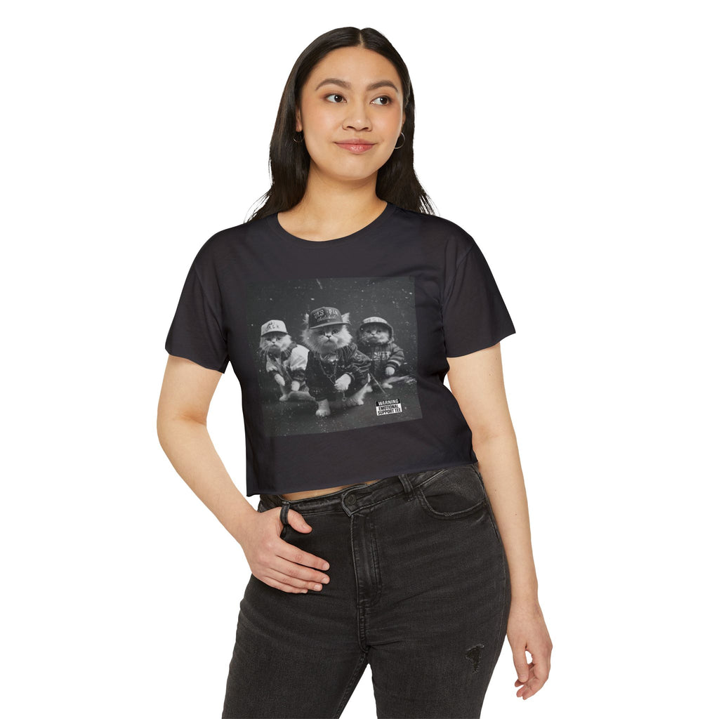 Hip Hop Kittens 90s Album Cover Crop Top