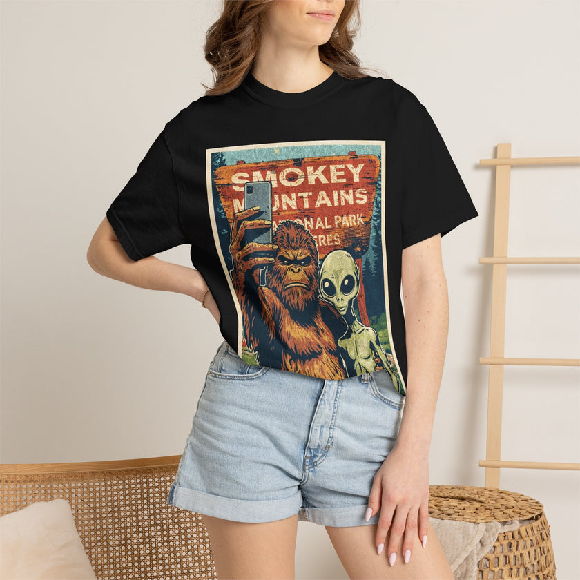 Smoky Mountains Alien & Bigfoot T-shirt — National Park Adventure Tee