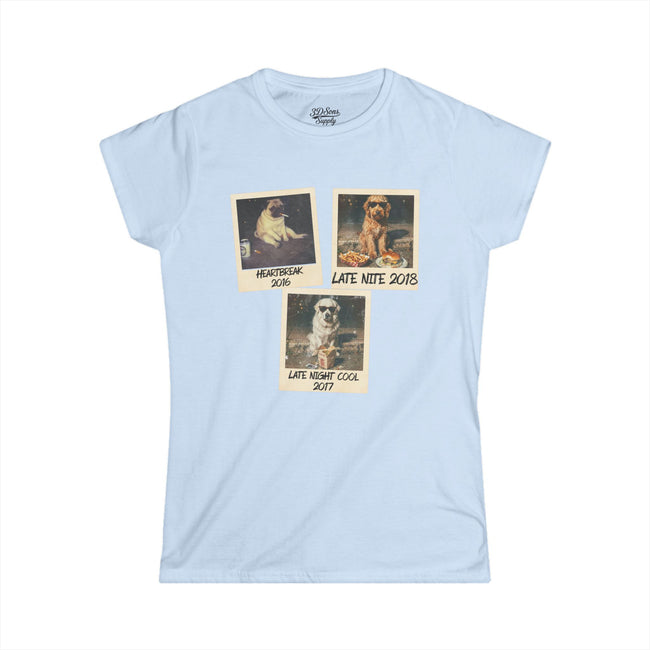 Personalized Polaroid Photo Tee — Custom 3-Image Women's Softstyle