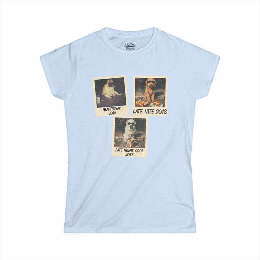 Personalized Polaroid Photo Tee — Custom 3-Image Women's Softstyle
