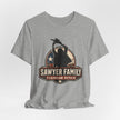 Sawyer Family Chainsaw Repair Graphic Tee — Vintage Horror Movie Logo T-Shirt