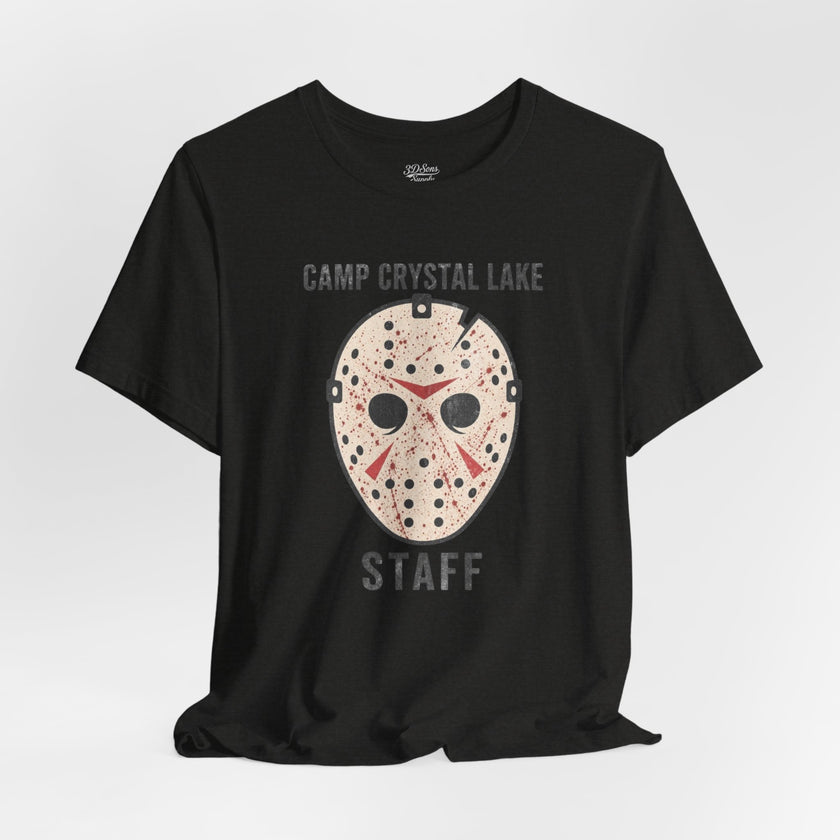 Camp Crystal Lake Staff T-Shirt — Horror Mask Vintage Tee
