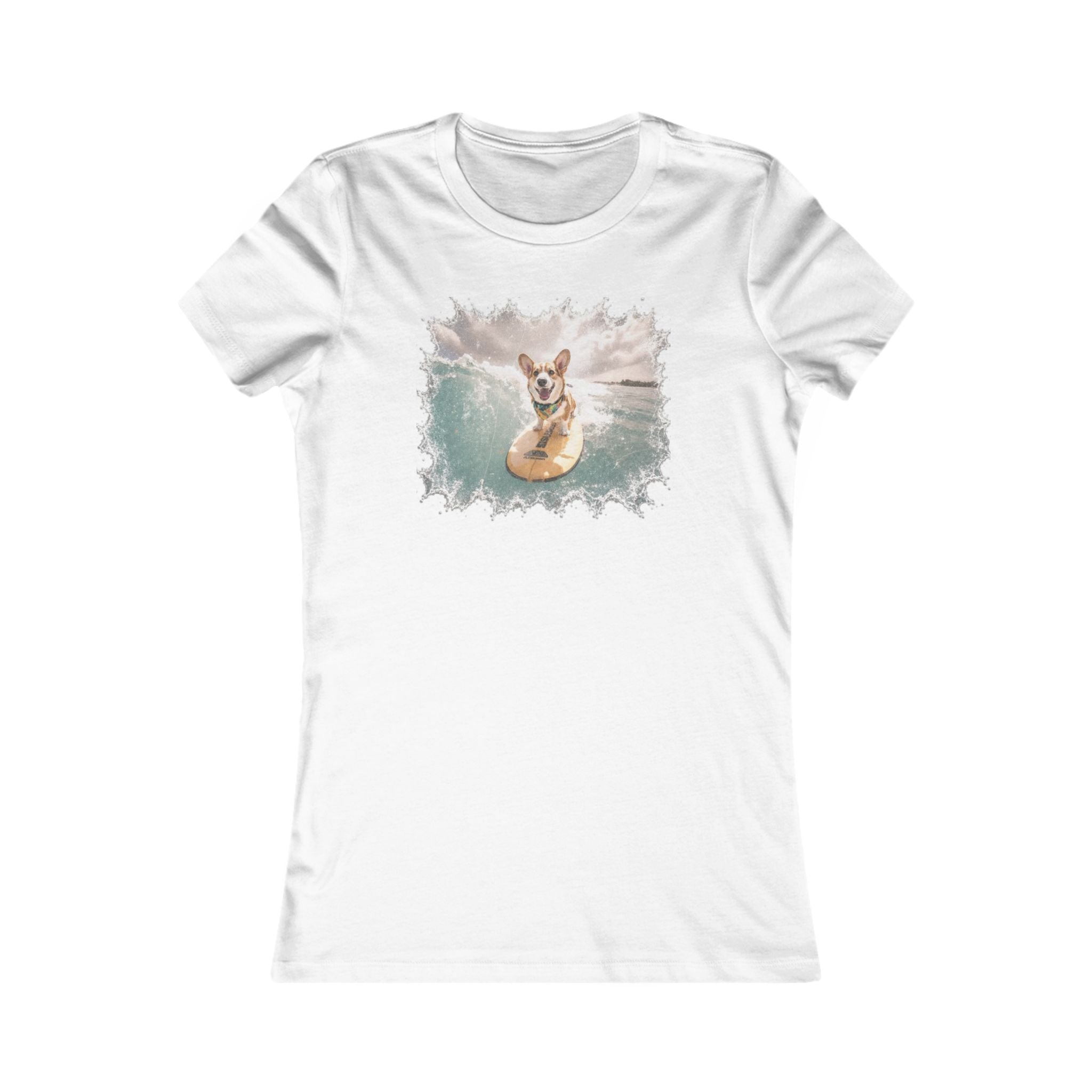 Corgi Surf Graphic Tee — Women's Cute Beach Dog T-Shirt