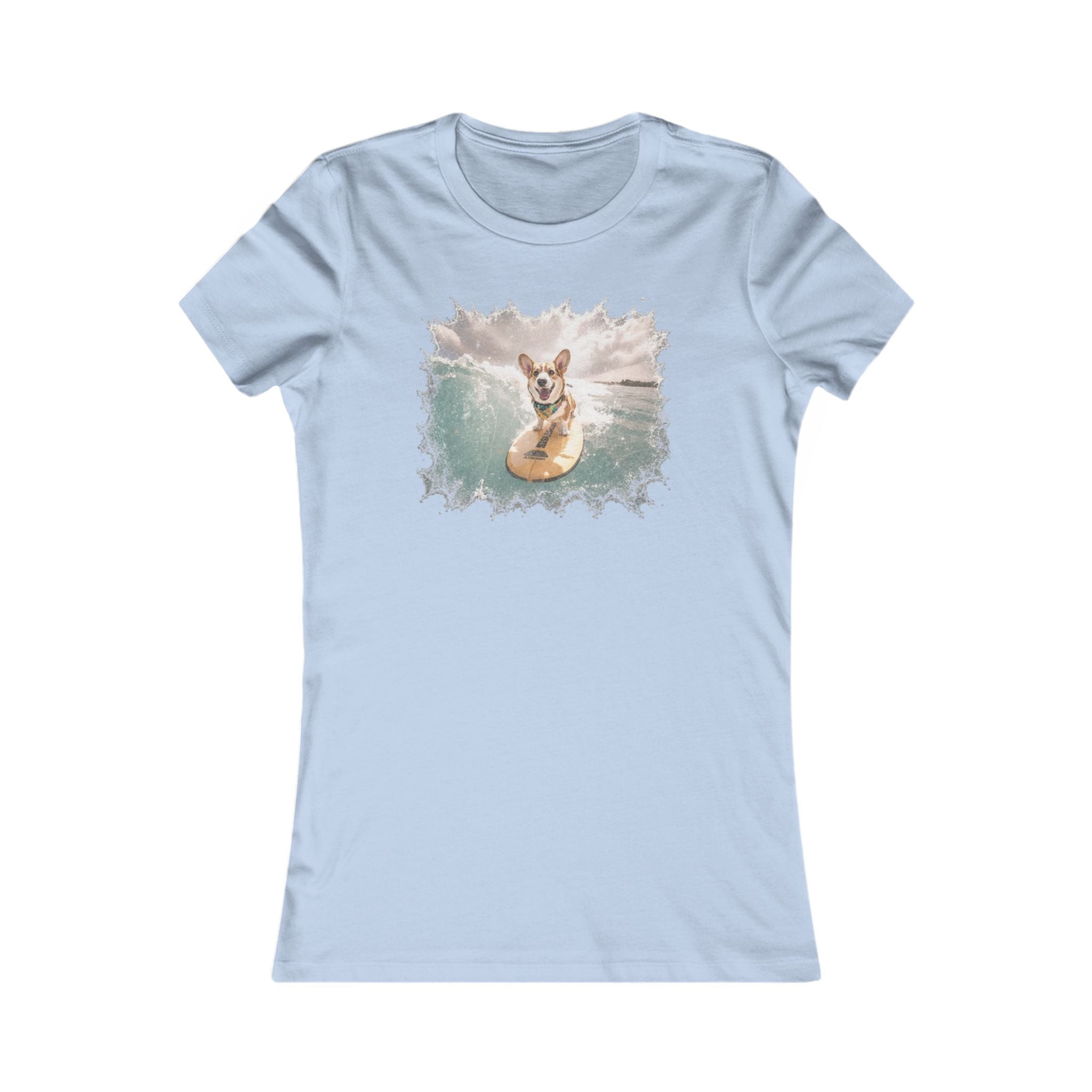 Corgi Surf Graphic Tee — Women's Cute Beach Dog T-Shirt