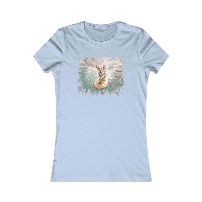 Corgi Surf Graphic Tee — Women's Cute Beach Dog T-Shirt