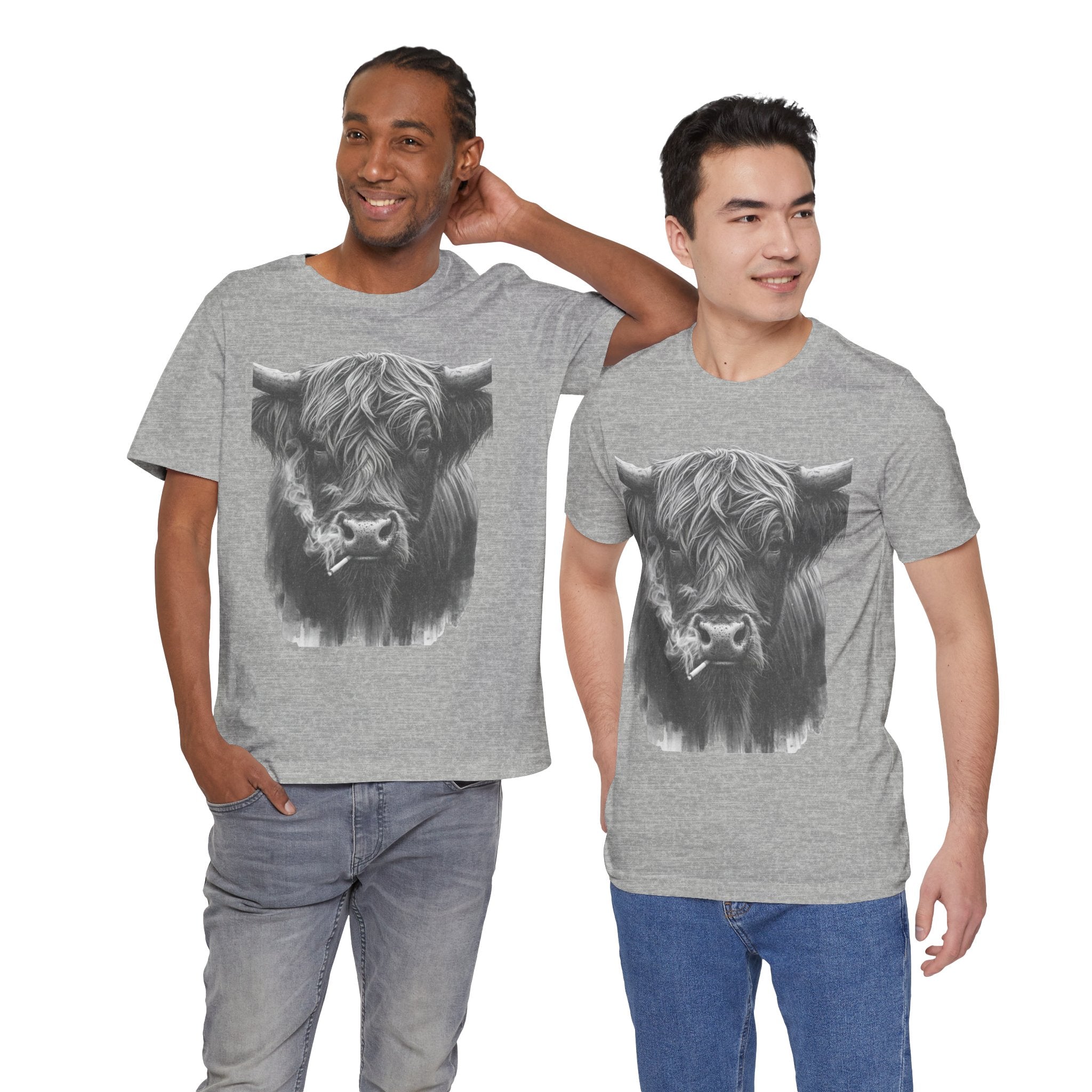 Highland Cow Smoking Tee — Vintage Highland Cattle Graphic T-Shirt