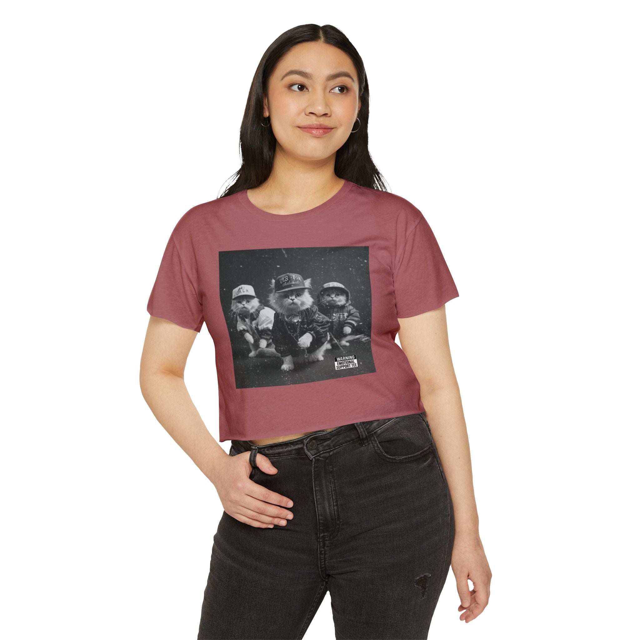 Hip Hop Kittens 90s Album Cover Crop Top | Funny Cat Graphic Tee – 3D Sons Supply Co