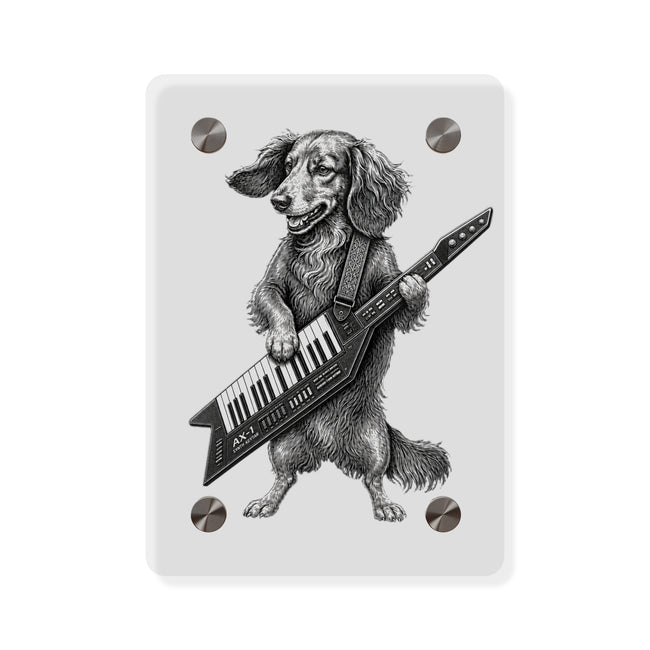 Dachshund Playing Keytar Acrylic Wall Art Panel