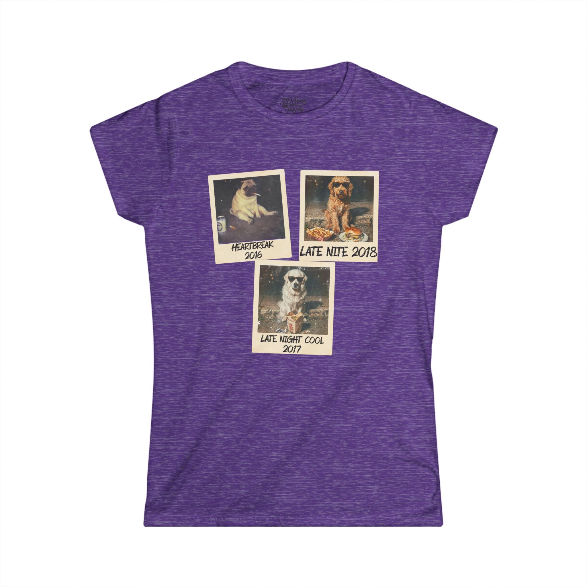 Personalized Polaroid Photo Tee — Custom 3-Image Women's Softstyle