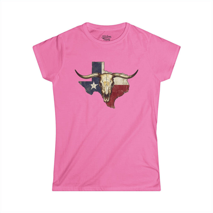 Texas Longhorn Skull Women's Tee — Rugged Western Graphic Shirt