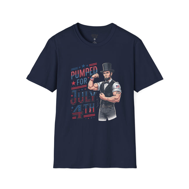 Pumped for July 4th Abraham Lincoln T-Shirt | Funny Patriotic Tee