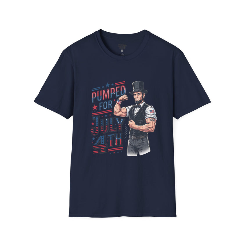Pumped for July 4th Abraham Lincoln T-Shirt | Funny Patriotic Tee