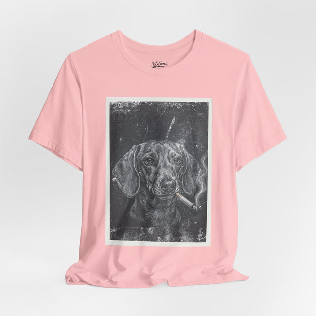 Dachshund Smoking Portrait Tee – Vintage Smokin' Dog Art T-Shirt