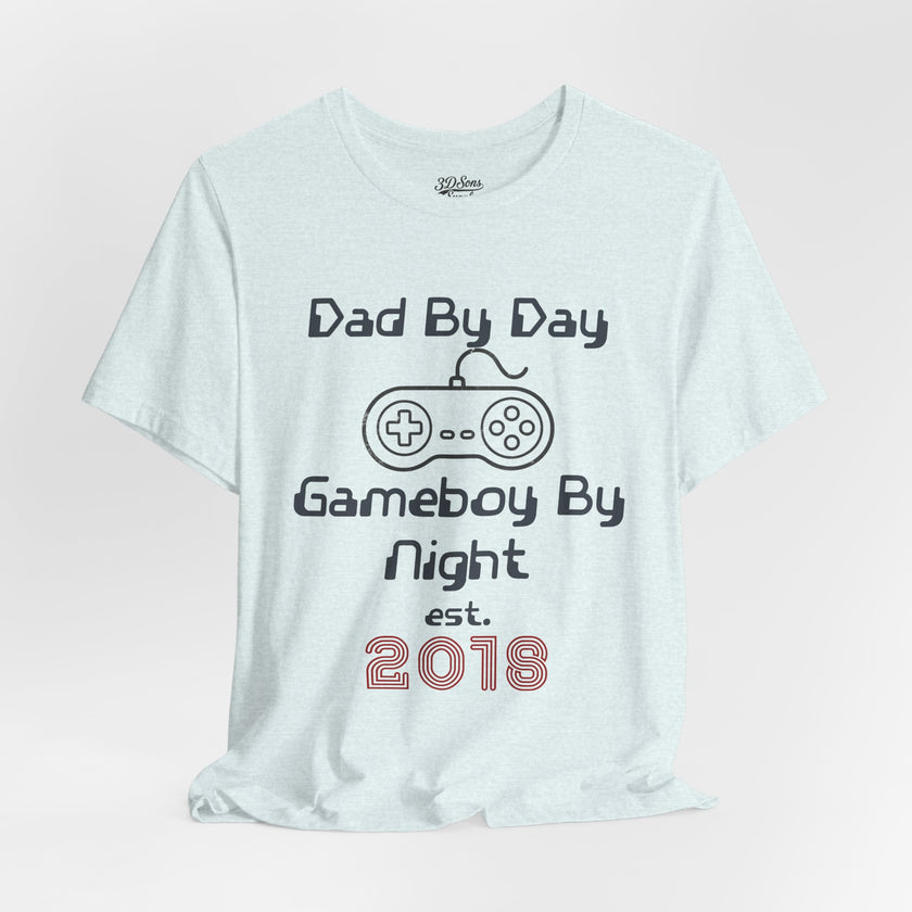 Personalized Dad By Day Gamer By Night T-Shirt,  90's Retro Controller Tee