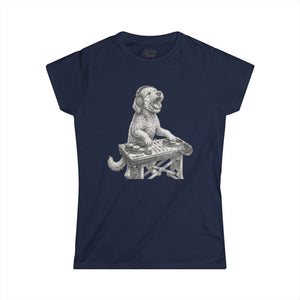 DJ Doodle Dog Women's Tee — Cute Turntable Graphic