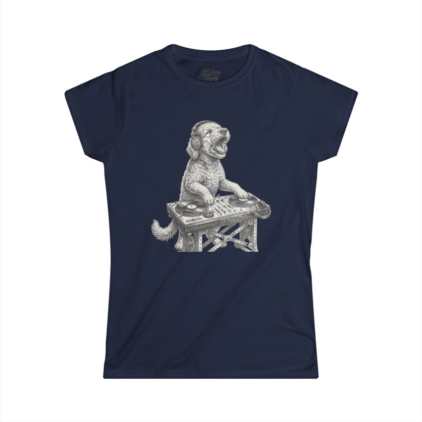 DJ Doodle Dog Women's Tee — Cute Turntable Graphic