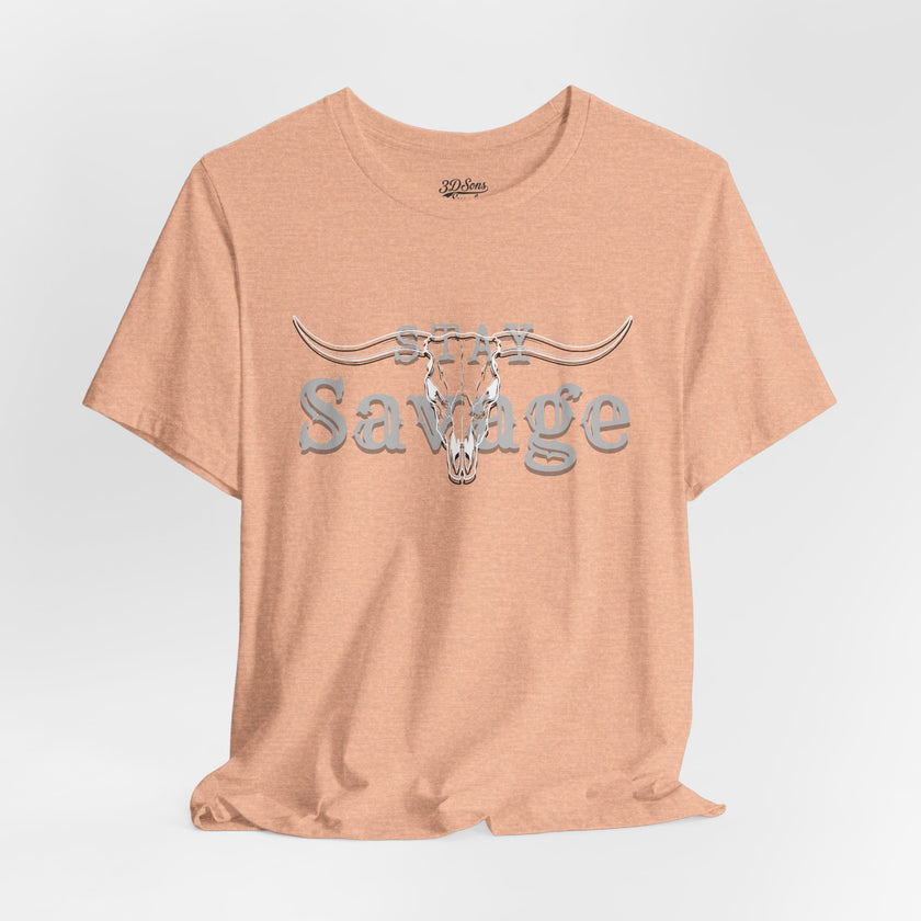 Stay Savage Longhorn Tee - Vintage Texas Skull T-Shirt