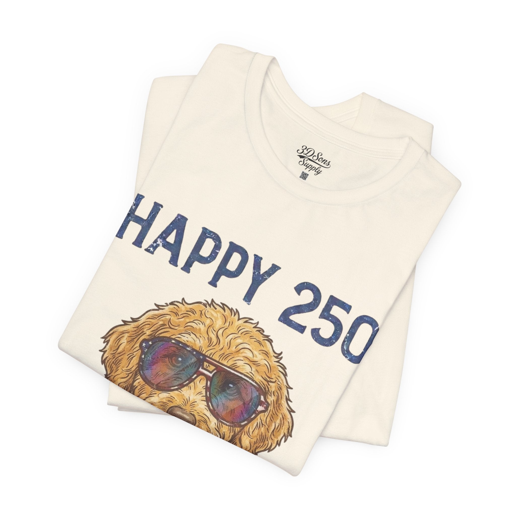 Happy 250 America! Patriotic Goldendoodle Tee