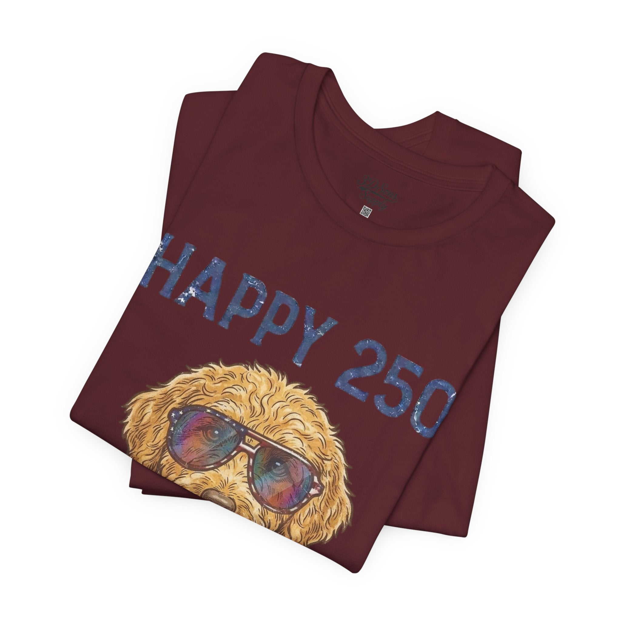 Happy 250 America! Patriotic Goldendoodle Tee