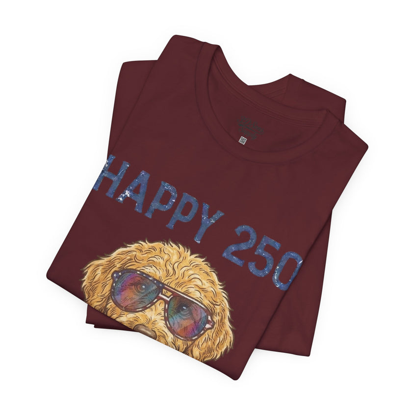 Happy 250 America! Patriotic Goldendoodle Tee