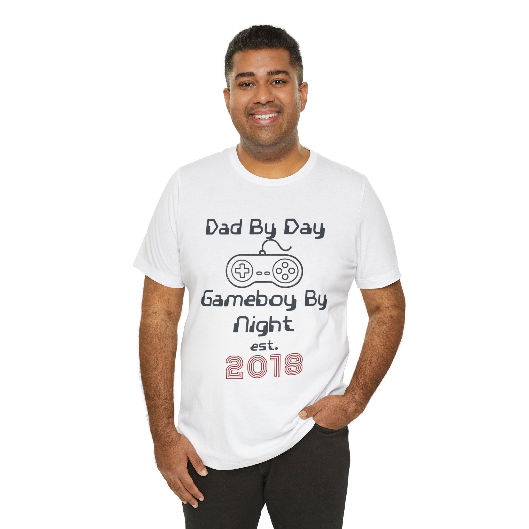 Personalized Dad By Day Gamer By Night T-Shirt,  90's Retro Controller Tee