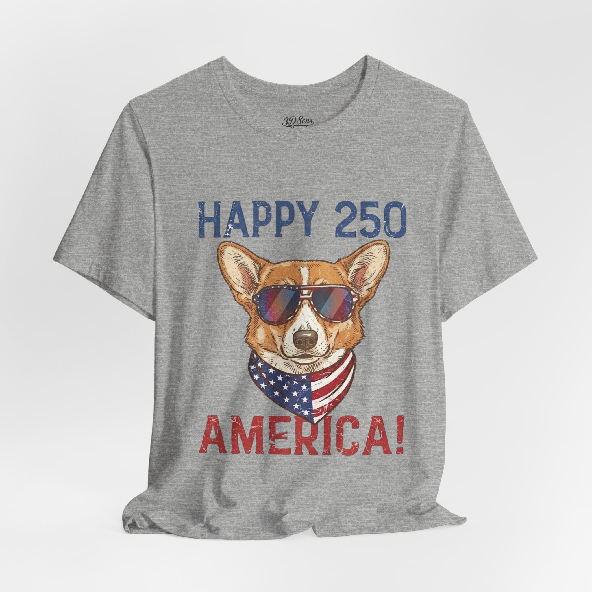 Happy 250 America! Corgi Sunglasses Patriotic Tee