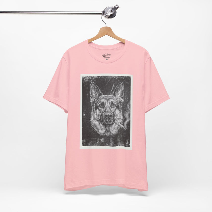 German Shepard Smoke Photo Tee — Vintage Pup Graphic T-Shirt