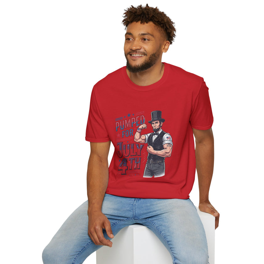 Pumped for July 4th Abraham Lincoln T-Shirt | Funny Patriotic Tee