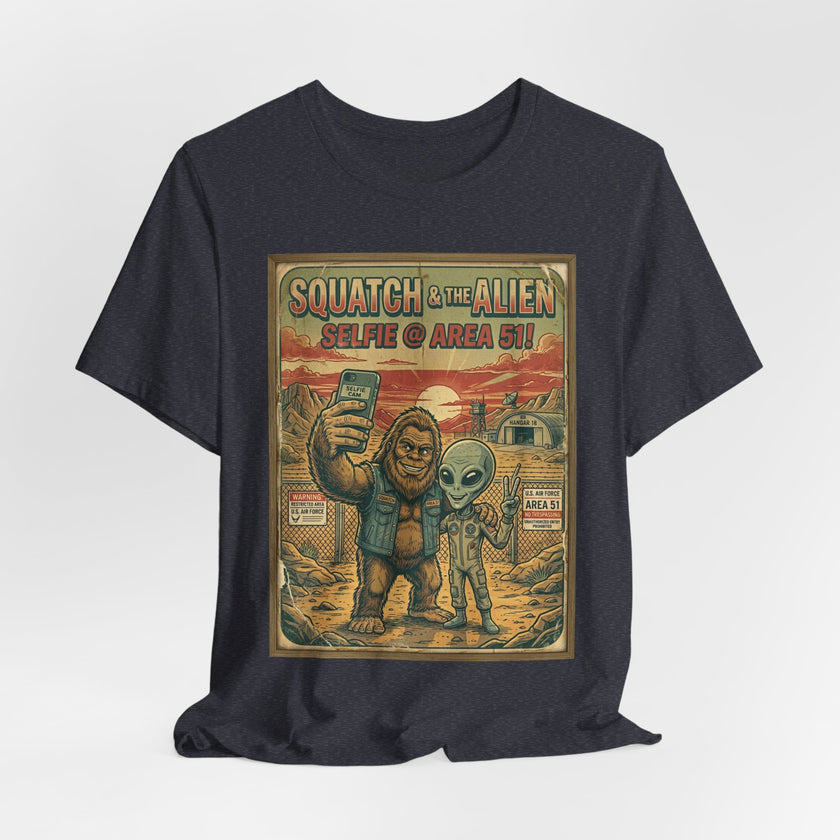 Squatch & The Alien Selfie Area 51,  Bigfoot Alien Poster Shirt