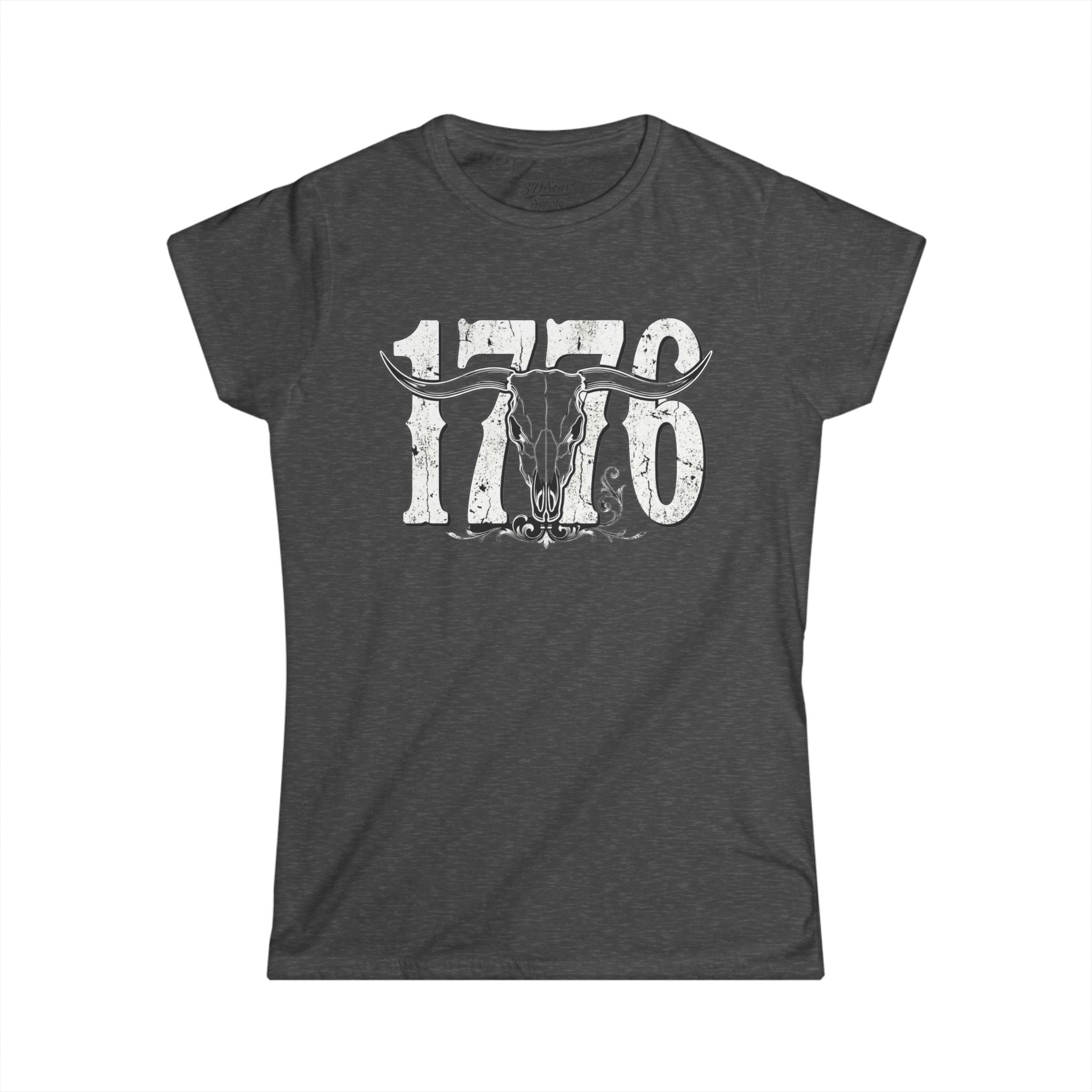 1776 Longhorn Skull Women's Tee — Rugged Western Graphic Shirt