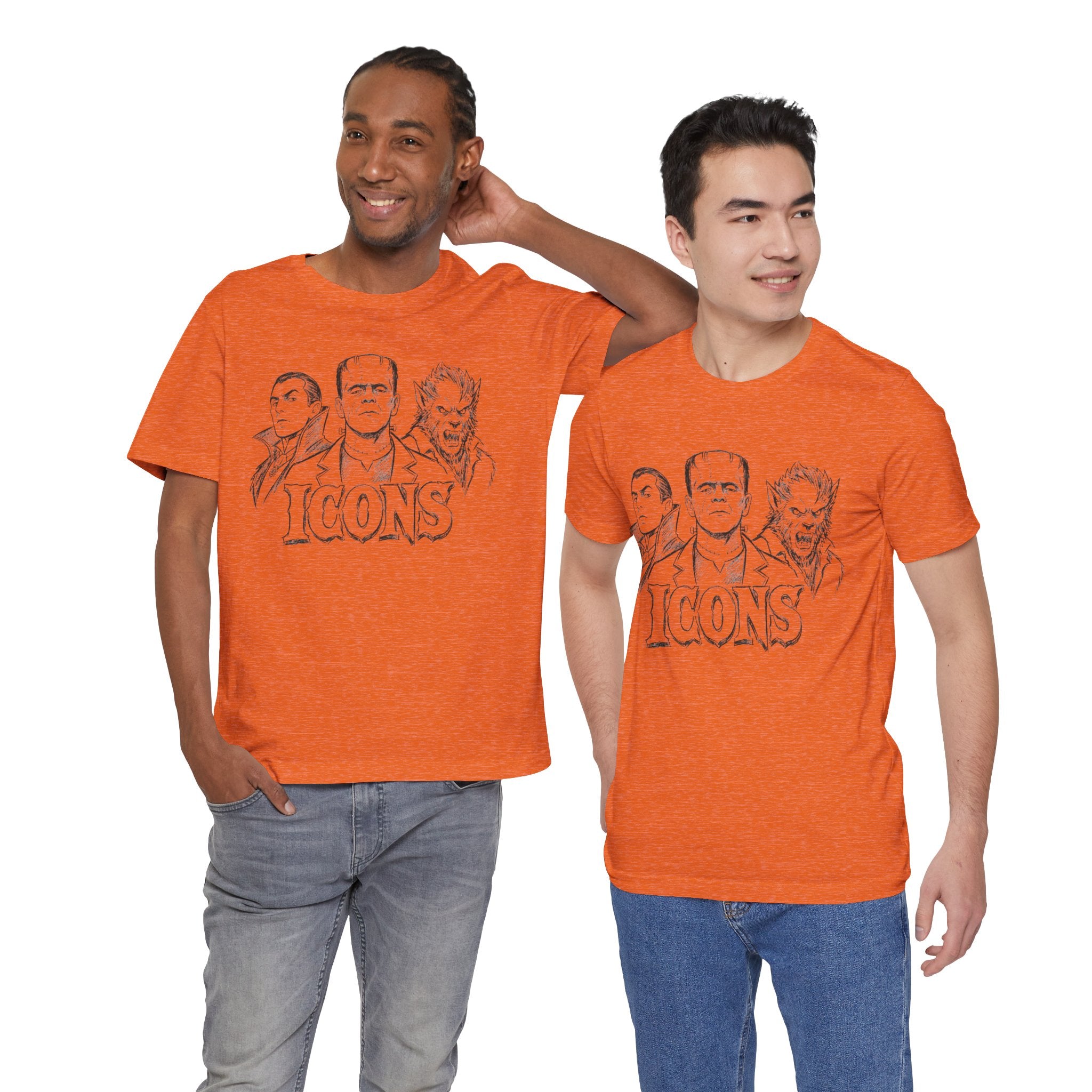 Icons Classic Monsters Tee — Dracula, Frankenstein & Werewolf Graphic T-Shirt