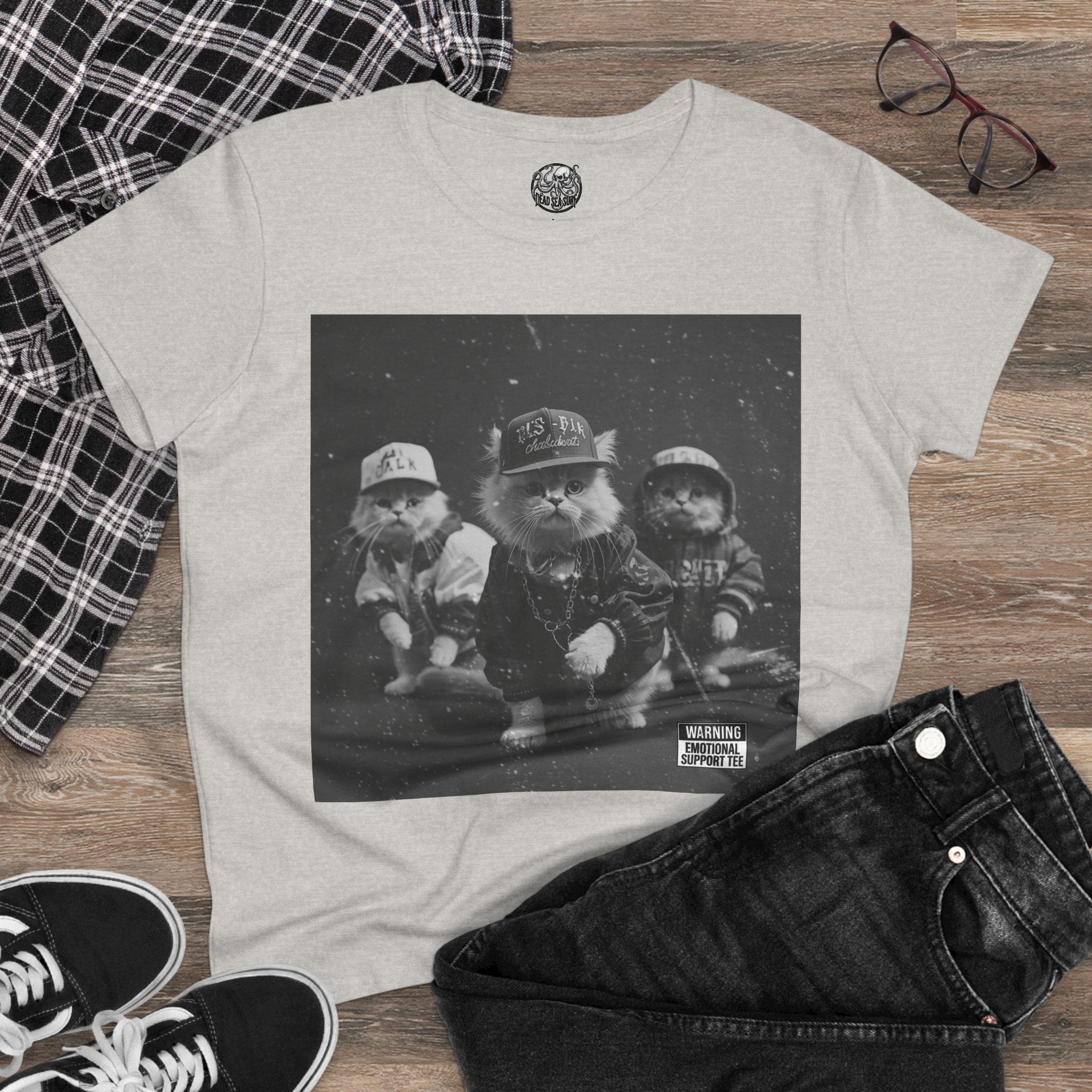 Women's 90s Kitten Hip Hop Album Cover Tee | Kittens as Rappers Shirt – 3D Sons Supply Co